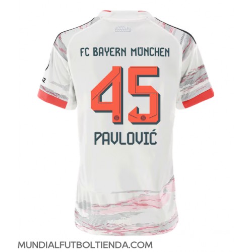 Camiseta Bayern Munich Aleksandar Pavlovic #45 Segunda Equipación Replica 2025-26 para mujer mangas cortas